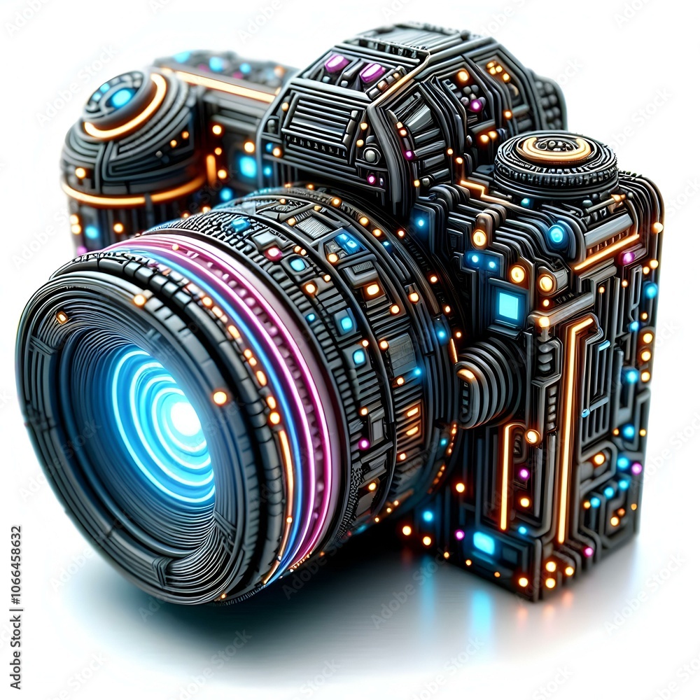 Poster 3d futuristic led fireworks close up macro vibrant patterns intricate designs bright colors isolated