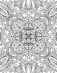 Ornamental mandala adult coloring book page. Zentangle style coloring page. Arabic, Indian ornament.	