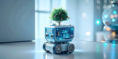 Entrepreneur Green Technology Macro Close Up Eco-Friendly Innovations Sustainable Tools Supply Chain Operations Copy Space Photo Stock Concept