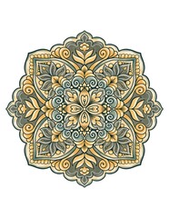 Colored textured mandala clipart isolated on plain background