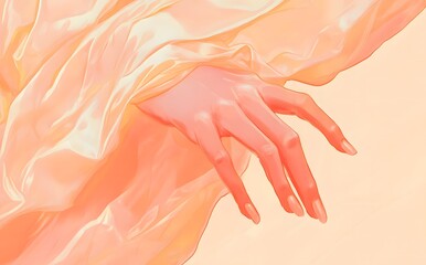 Close-up of an arm, it is wrapped in translucent fabric