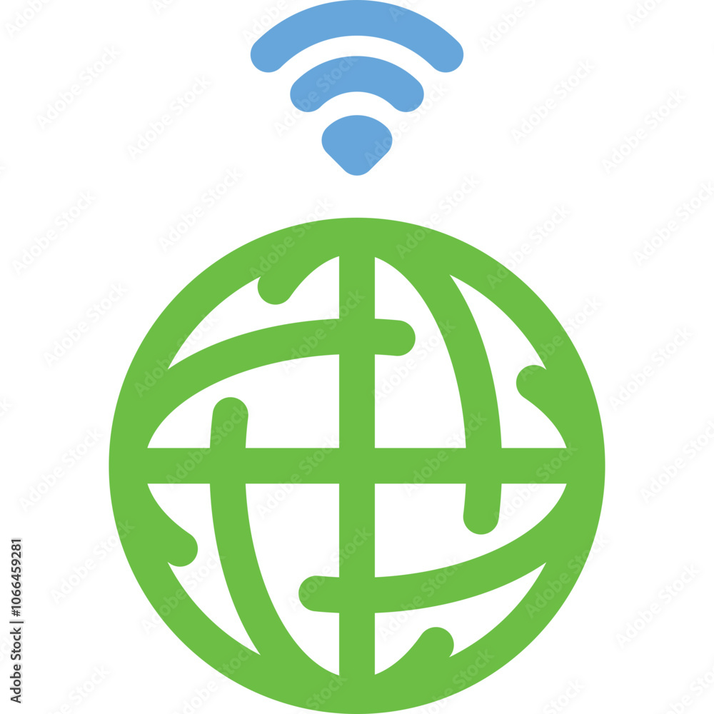 Poster global connectivity symbol with wireless signal representing internet access around the world