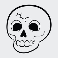 Angry skull hand drawn Halloween vector illustration in cartoon style
