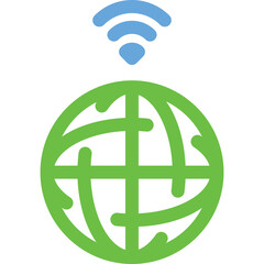 Global connectivity symbol with wireless signal representing internet access around the world