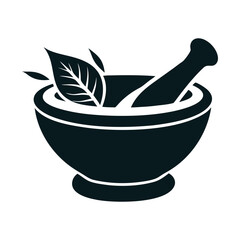 mortar and pestle silhouette vector for kitchen tools