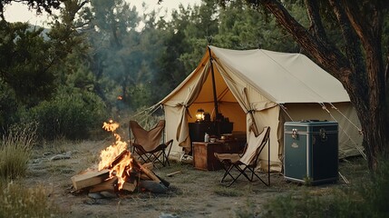 Set up your classic camping experience with a cozy firepit