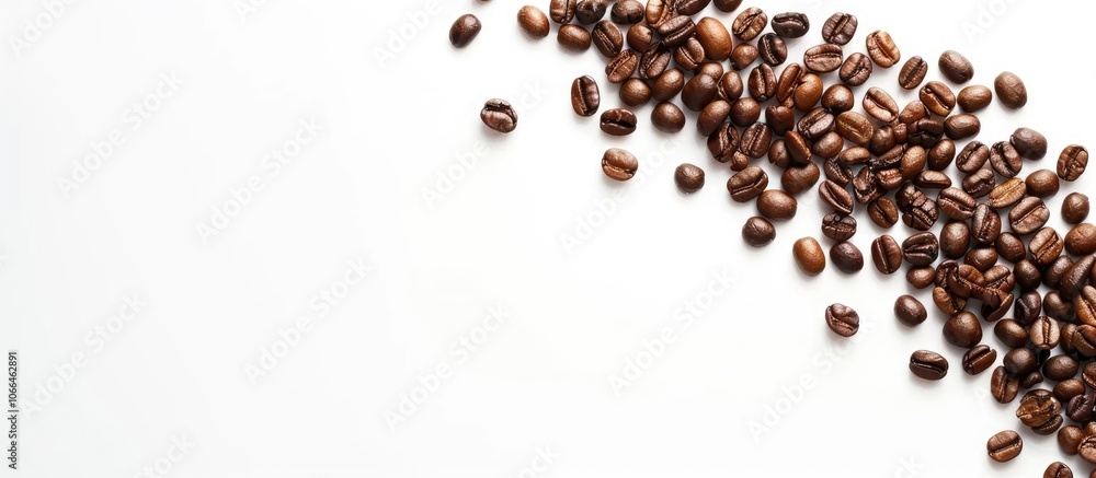 Poster a coffee beans border isolated on a white background with a copy space image from a top view
