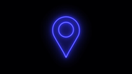 Neon Location icon on black background. Colorful Neon Effect Location Icon Location Neon Style symbol.