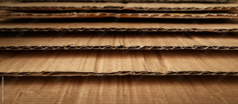 Poster layers of corrugated cardboard arranged on the table with copy space image