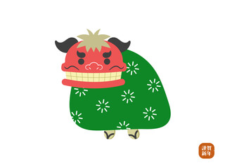 獅子舞のフラットイラスト