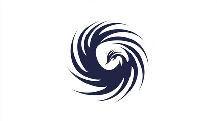 Elegant Spiral Phoenix Logo Design Concept