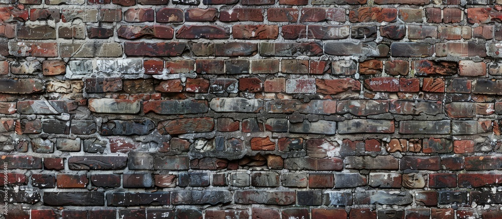 Poster a mix of old and new bricks forming a rustic brick wall ideal as a backdrop for designs and presenta