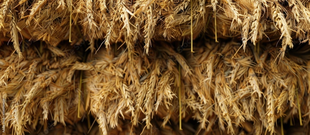 Poster detailed close up of a stack of paddy ideal for background with copy space image