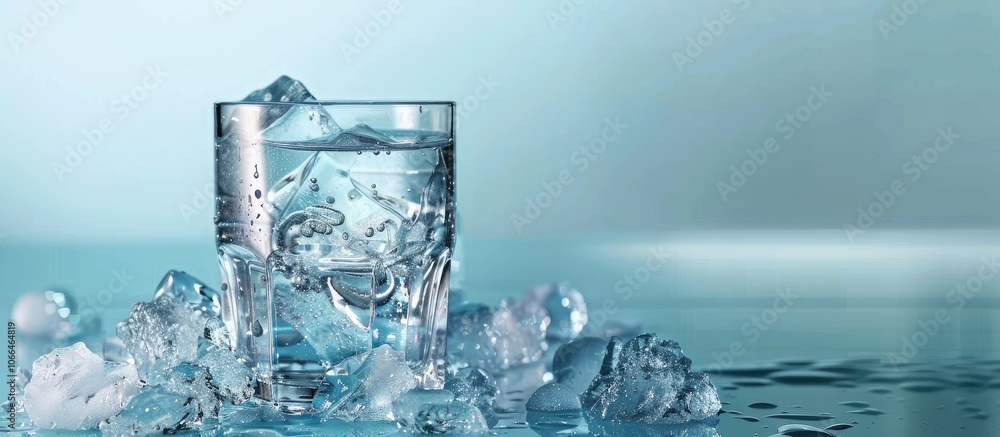 Poster cold water in a glass creating a refreshing sensation with a chilled refreshment in every drop conce