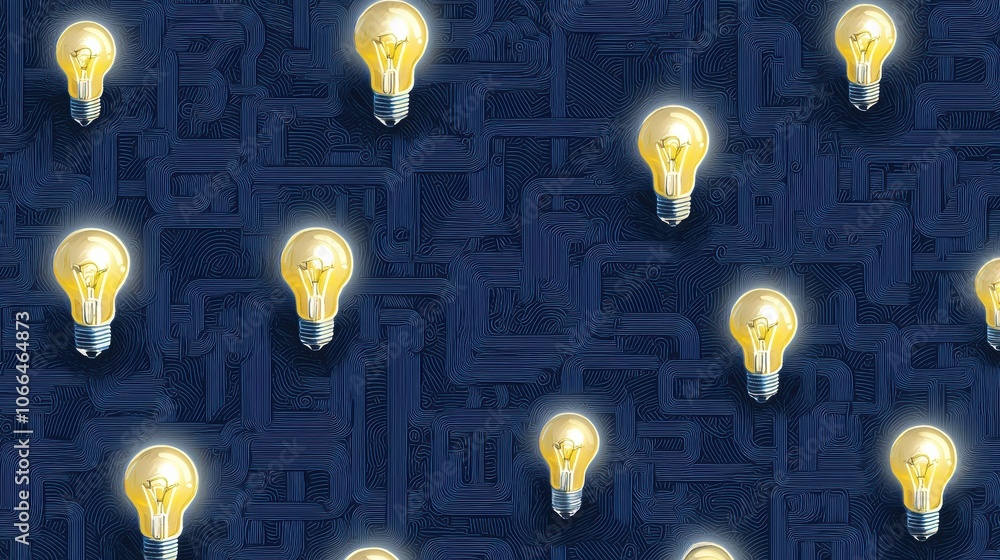 Poster illuminating ideas with circuit pattern background