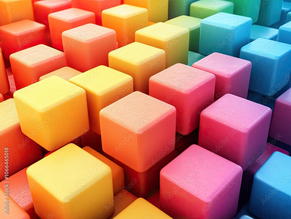 Poster colorful blocks arranged in a pattern. perfect for design projects that need a vibrant and abstract 