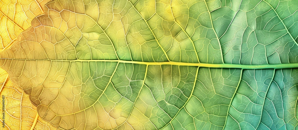 Aufkleber abstract background with green and yellow leaf veins texture ideal for a copy space image