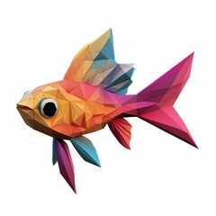 Obraz premium Low Poly 3D Render of a guppy, on isolated white background