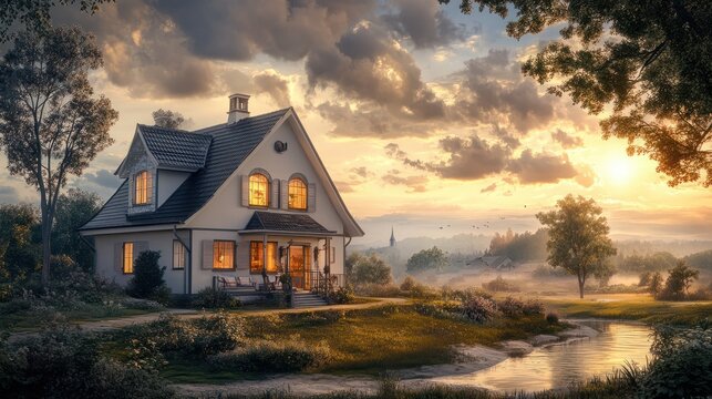 Winkelhaus Zinkdach Abend