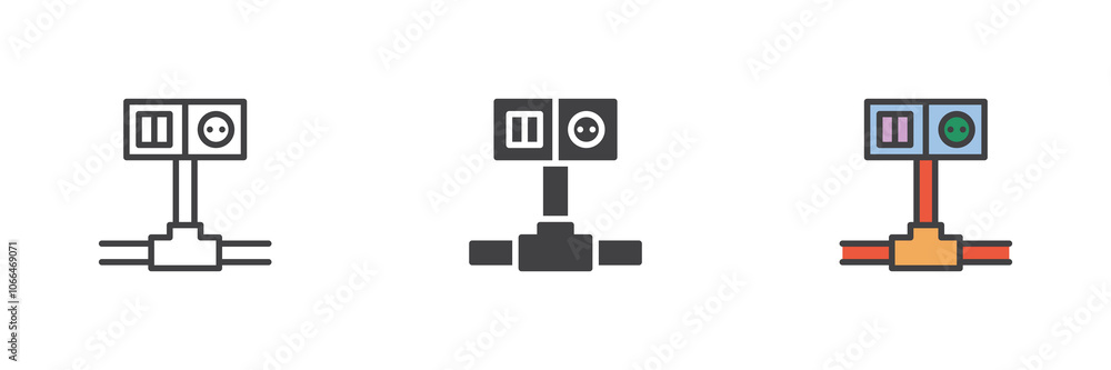 Poster wiring switch and socket different style icon set