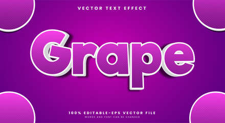 Grape 3d editable text effect Template suitable for fresh fruit theme