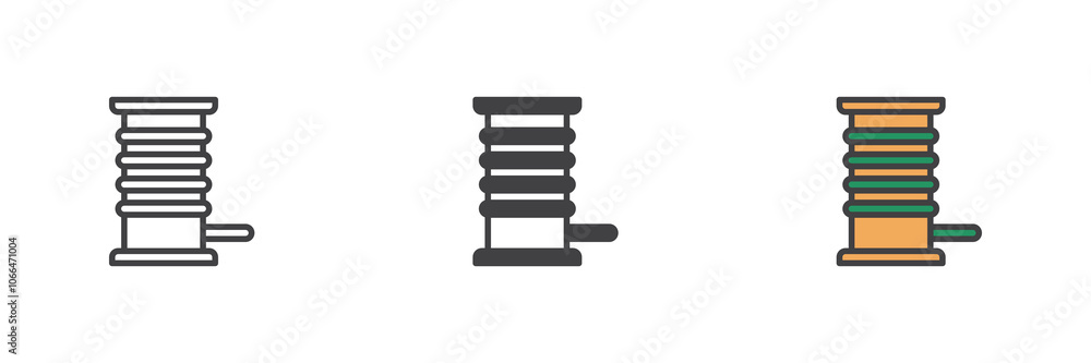 Poster coil with a cord cable different style icon set