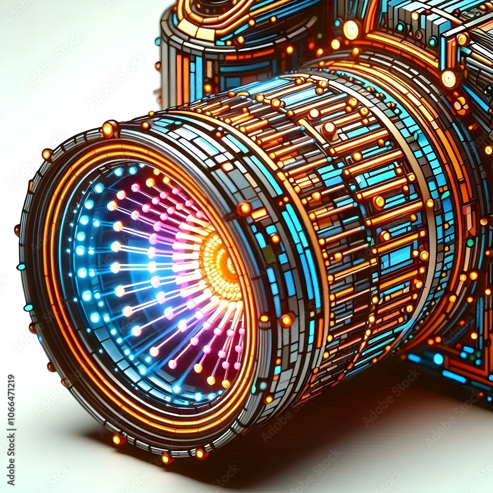 Poster 3d futuristic led fireworks close up macro vibrant patterns bright colors intricate designs event de
