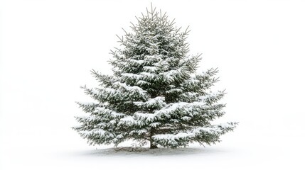 Snowy Evergreen Tree in Winter Wonderland