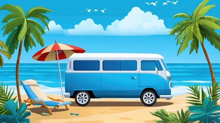 Beach Vacation:  Relaxing by the Ocean with a Camper Van