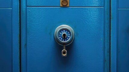 Fototapeta premium Vintage Blue Locker with Combination Lock
