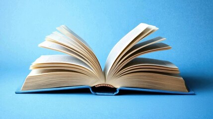 Open Book on Blue Background for Education and Learning
