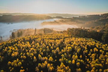 The German Sauerland during a beautiful sunrise.
