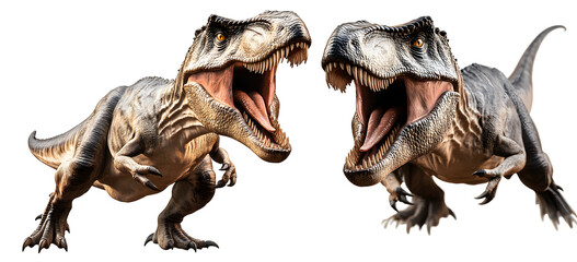 Dinosaur collection. Tyrannosaurus with open mouth. Isolated on a transparent background.