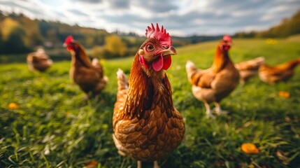Fototapeta premium Chickens on farms , Generative AI