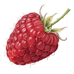 Detailed Ripe Raspberry on Transparent Background