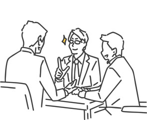 ビジネスの会議をする男性たちのイラスト