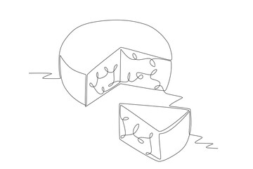 Cheese slice. Cheese concept one-line drawing