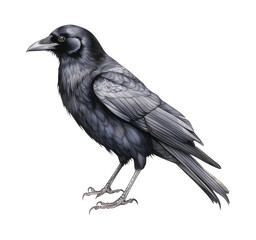 Obraz premium Black crow watercolor illustration