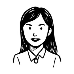 black and white Avatar icon, hand drawn