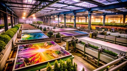 Obraz premium Advanced Industrial Printer Manufacturing: High-Tech Production Machines in Action for Graphic Design and Printing Solutions