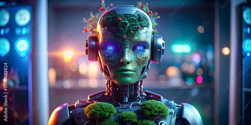Poster entrepreneur leveraging ai for green supply chain management in soft abstract background - highlight