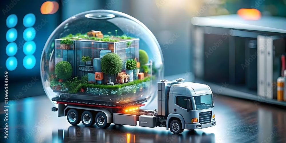 Poster business team optimizing sustainable supply chain on glossy background showcasing eco-friendly pract