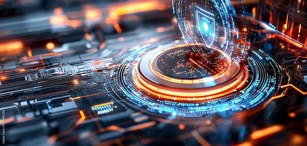 Poster enhance cyber threat monitoring with advanced holographic shield and lock technologies