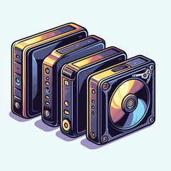 External Hard Drive set vector illustration