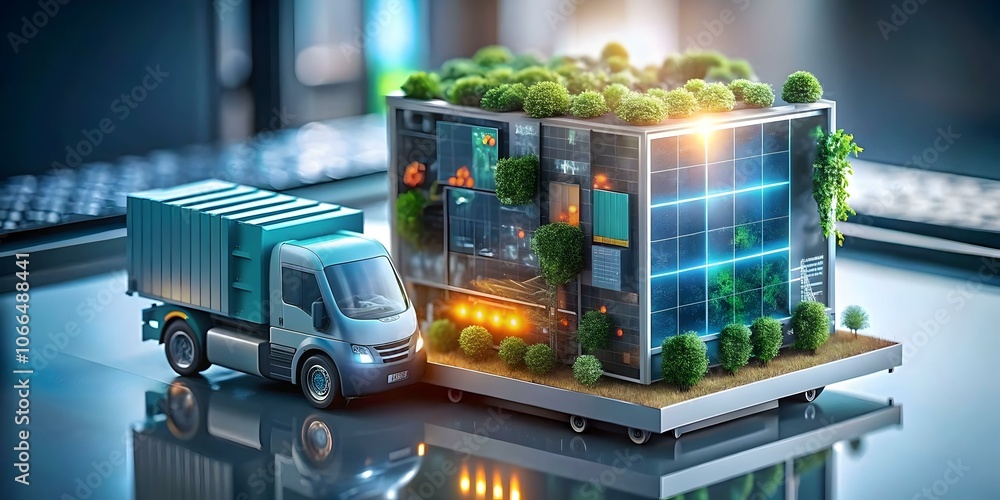 Poster ai green supply chain implementation by business team in abstract setting - showcasing artificial in