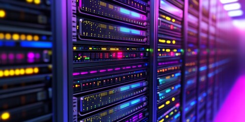 Naklejka premium Expansive Server Farm Landscape Petaflopping Panorama Across the Horizon