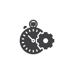 Stopwatch and gear vector icon