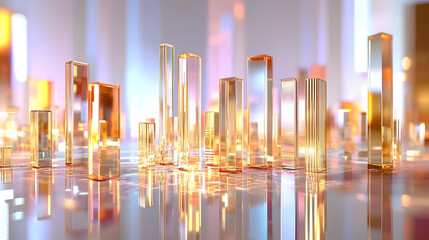 3D render of glowing investment growth bars representing profitability