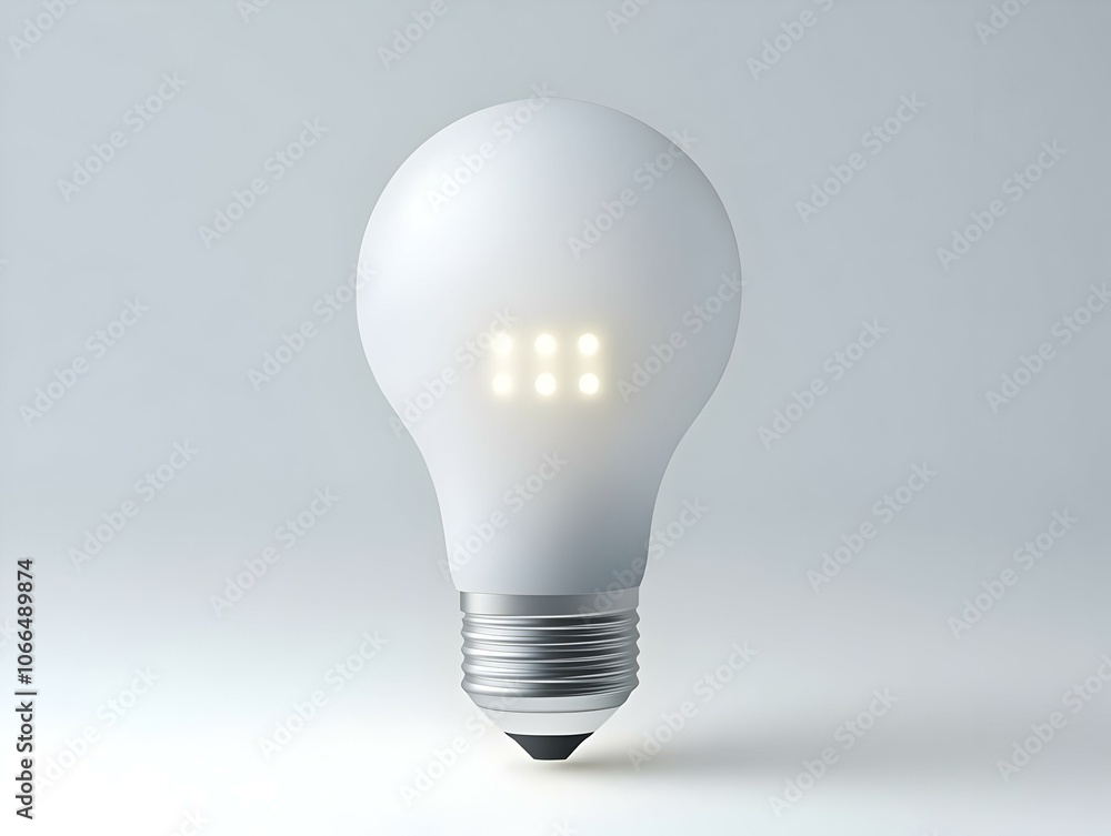 Poster smart lighting bulb on flat plain background with copy space - family bonding through smart home tec