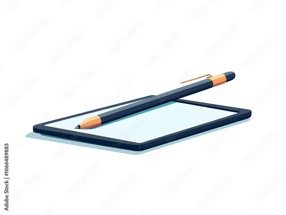 Aufkleber flat glossy tablet stylus on plain surface with copy space - high quality image of stylus symbolizin
